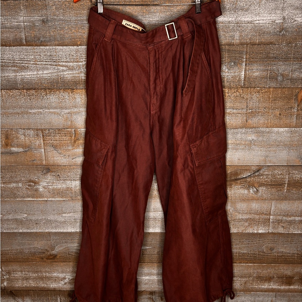 Zara SRPLS rare purple Men's cargo belted baggy Pants